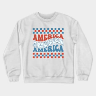 The word America Groovy Font Crewneck Sweatshirt